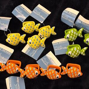 12 Bright Fish Napkin Rings NWT Yellow/Green/Orange